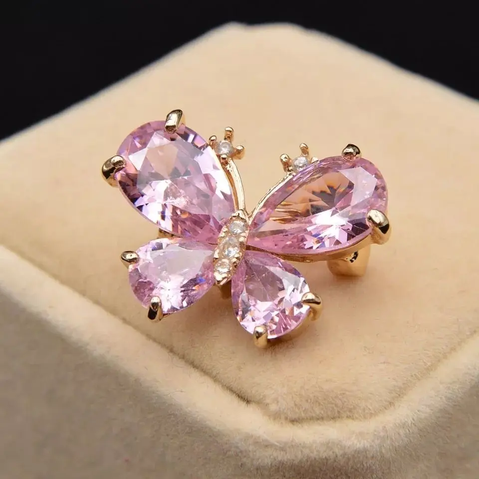 Новый Стиль Синий Циркон бриллиант бабочка булавка для воротника в форме модная