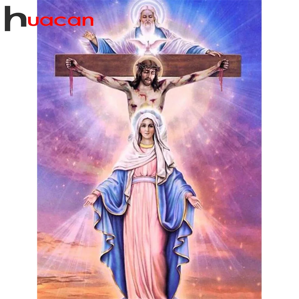 

Huacan 5D Diamond Embroidery Mosaic Cross Religion Diamond Painting Full Square Portrait Bedroom Decoration