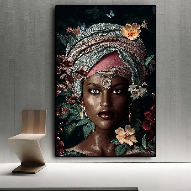 

African Woman Canvas Painting Figure Wall Art Prints Modern Frameless Home Room Decoration Female Picture for Interior