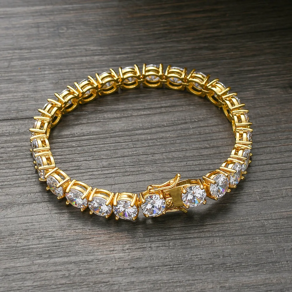 

Freewear 8mm Iced Out Bling AAA Zircon 1 Row Tennis Chain Necklace Men Hip hop Jewelry Gold Silver Color Charms