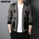 Новая брендовая Модная японская осенне-зимняя трикотажная уличная одежда, клетчатый кардиган, мужской свитер, повседневные трендовые пальто, куртка, Мужская одежда