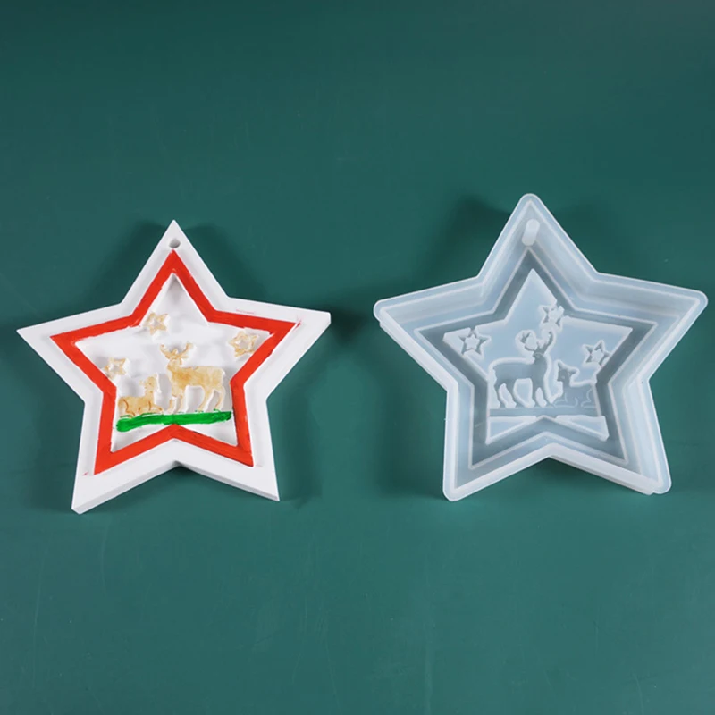 

Christmas Star Mold Crafts Crystal Epoxy Resin Mold Christmas Listed Pendant Casting Silicone Mould