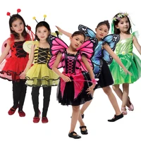 umorden ladybug butterfly fairy costumes girls kids forest woodland green elf costume cosplay fantasia dress for girl