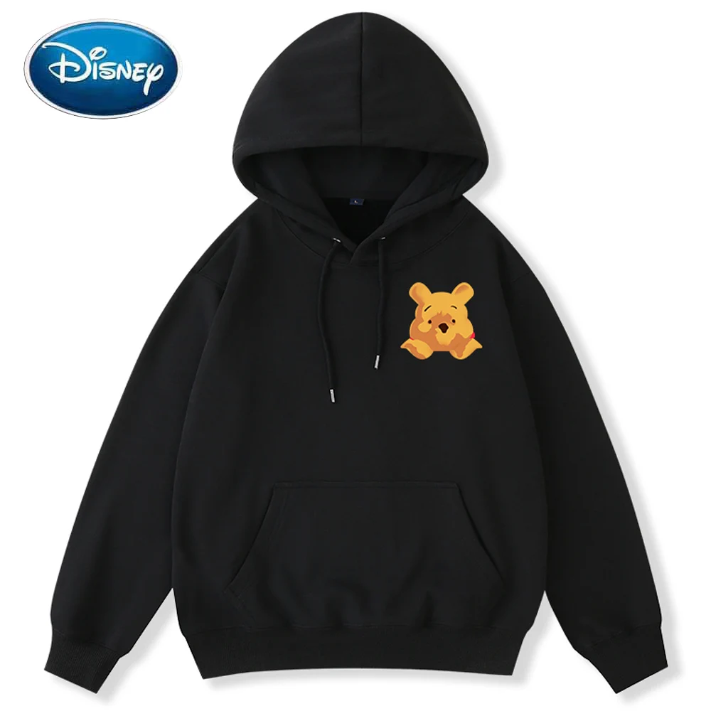 

Disney Sweatshirt Fashion Winnie the Pooh Bear Cartoon Print Unisex Women Hooded Pullover Pocket Long Sleeve Tops Tee 10 Colors