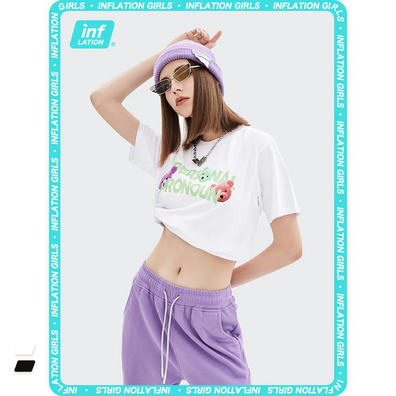 

INFLATION Cute Bear Printed T-shirts Women Harajuku Cotton Tshirts Female Summer Loose Short Sleeve Tee Shirts Lady 6311GS21