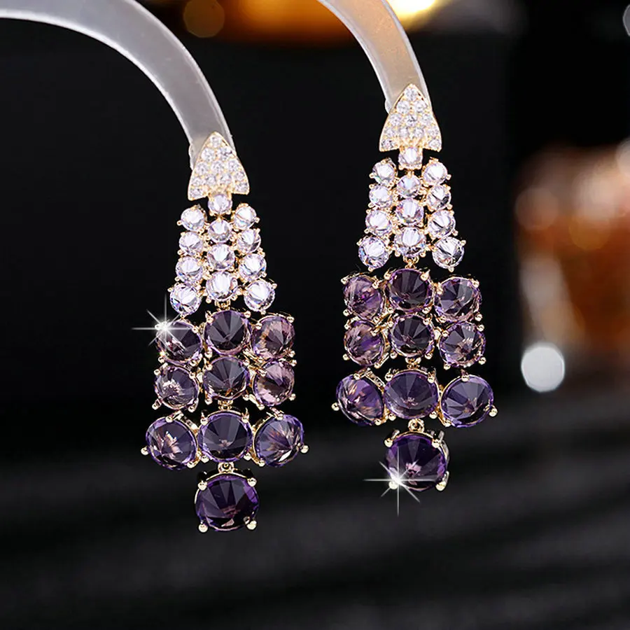 Серьги-подвески женские Полностью украшенные фианитами 1 пара - купить по