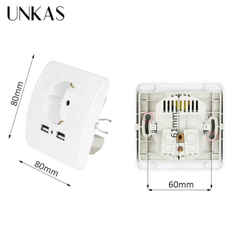 Розетка настенная с 2 USB портами 5 В А ма|Электрические розетки| |