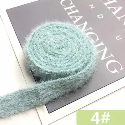 10 мм широкий имитация норки шерсть вязаный бант из атласной ленты Diy материал серьги ручной работы аксессуары для волос декоративная лента - Цвет: water blue