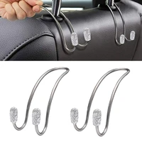 2 pack universal seat back organizers bling diamond holder car headrest bag hangers strong durable auto back seat storage hooks