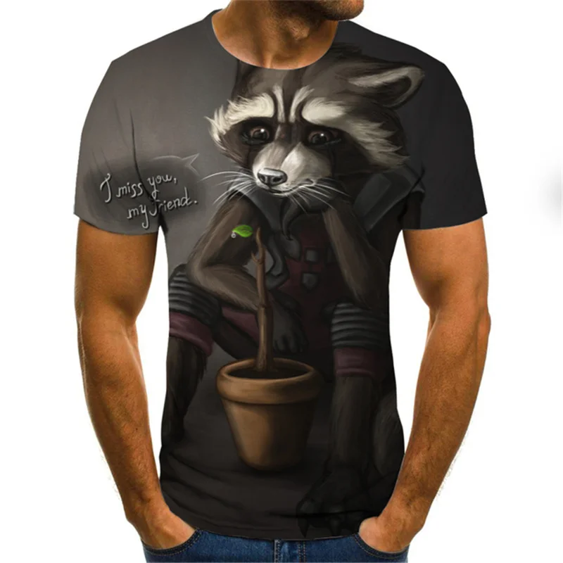 

Men's 3D O-neck T-shirt, Breathable, Comfortable, Fashionable And Casual, Cartoon Dynamic Style, Customized Pattern