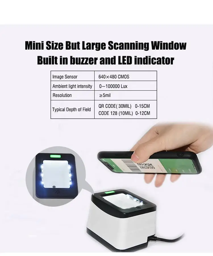 

Payment Box Mobile payment Desktop QR Barcode Scanner Mobile 2D code Online Payment Box Wechat Pay/Ali pay HS-2001B