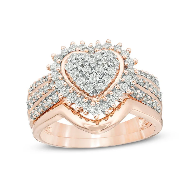 

Luxury Female Crystal Zircon Stone Ring Cute Yellow Rose Gold Heart Ring Promise Love Engagement Rings For Women