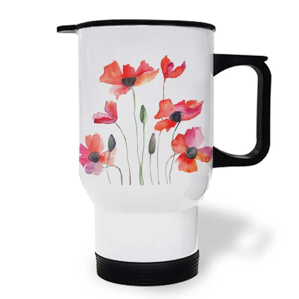Poppy Flowers персонализированные кружки для путешествий кофейная чашка не выцветает