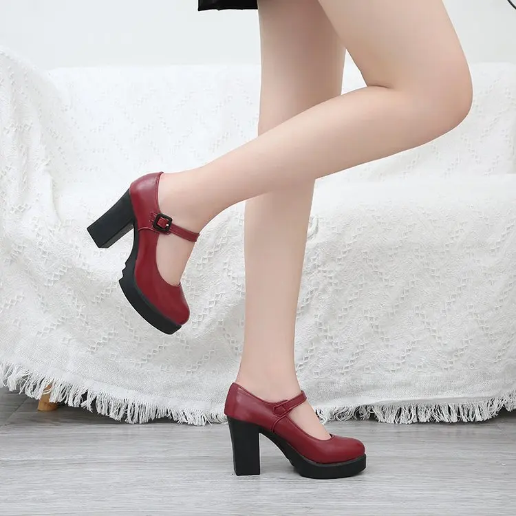 Женские туфли на высоком каблуке LIHUAMAO Вечерние Туфли Мэри Джейн с ремешком