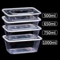 500 650 750ml 1000ml disposable food bento box take out case rectangle shape container for cake holder 50pcslot
