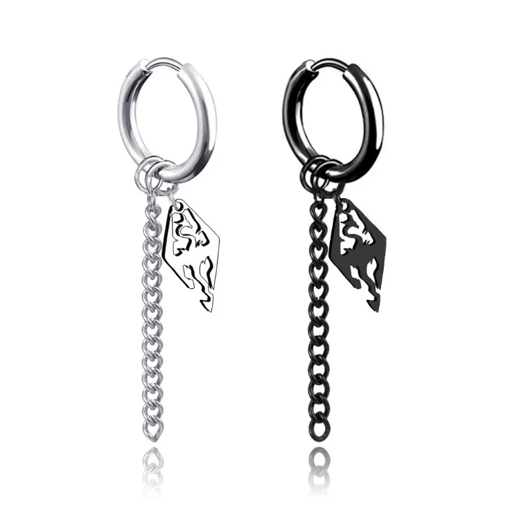 1 шт. модные серьги-Клипсы из титановой стали с китайским драконом | Украшения и