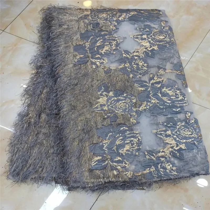 Latest Tassels French Nigerian Organza blue Lace Fabrics Sequins African Velvet Tulle Fabric Wedding | Дом и сад
