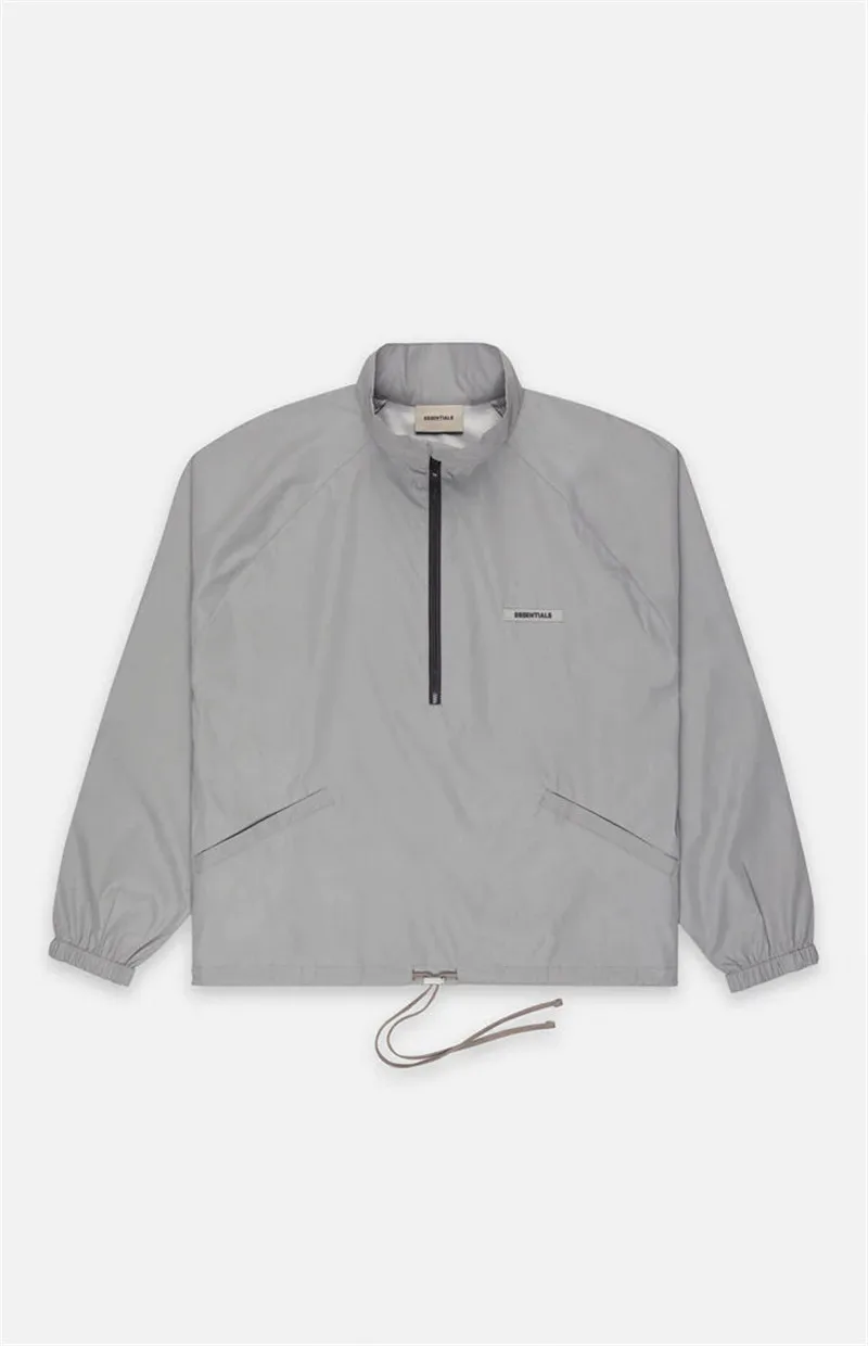 

Reflective FOG Essentials Jacket Men Women Half Zipper Essentials Jacket High Quality Colorful Ribbon Essentials Windbreaker