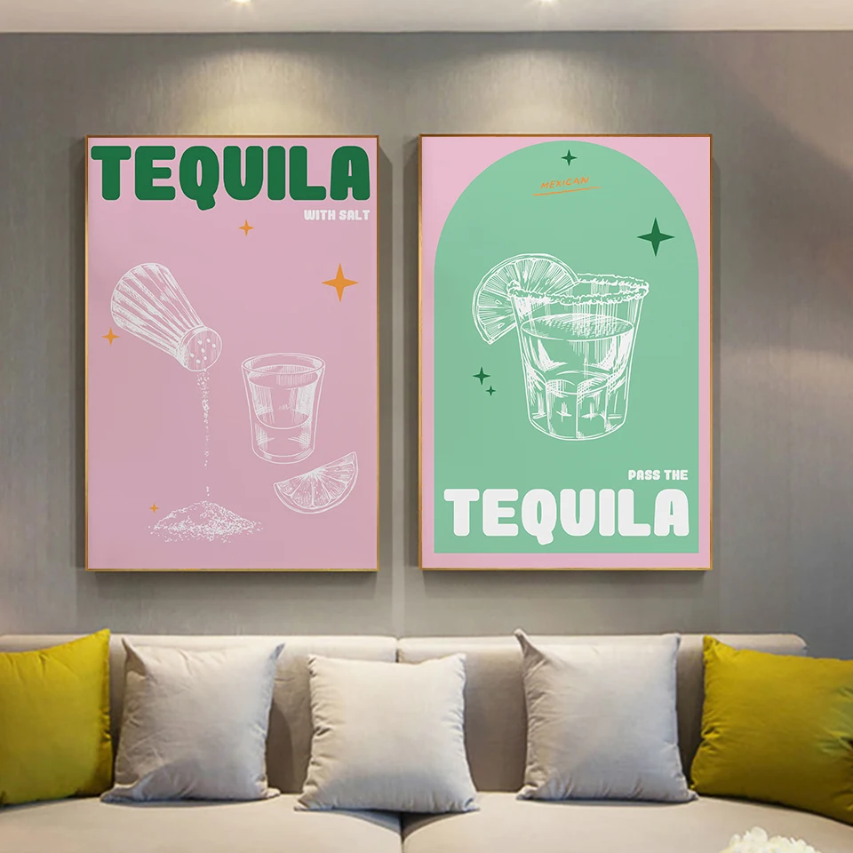 

Vintage Tequila Prints Poster Nordic Abstract Art Canvas Painting Modern Vintage Liquor Print Wall Picture For Living Room Frame