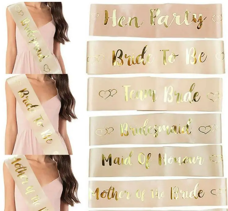 

Hen Party Bride to be Bridesmaid Champagne white Wedding Sashes Streamers Bachelorette Party Decor for Bride Bridal Shower Gift