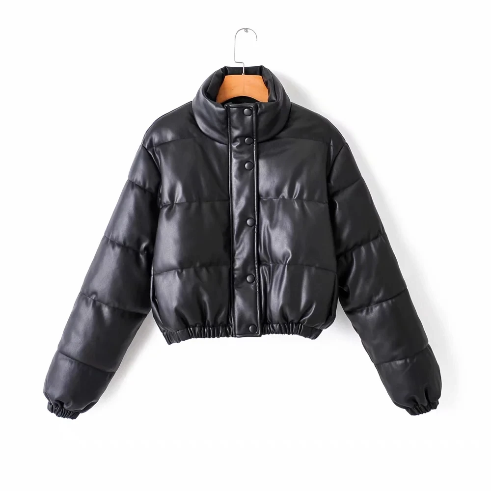

Winter Clothing Faux Leather Black Thick Jacket Coats Fashion Slim Long Sleeve Warm Punk Coats Casual Famale Outerwear Chic Tops