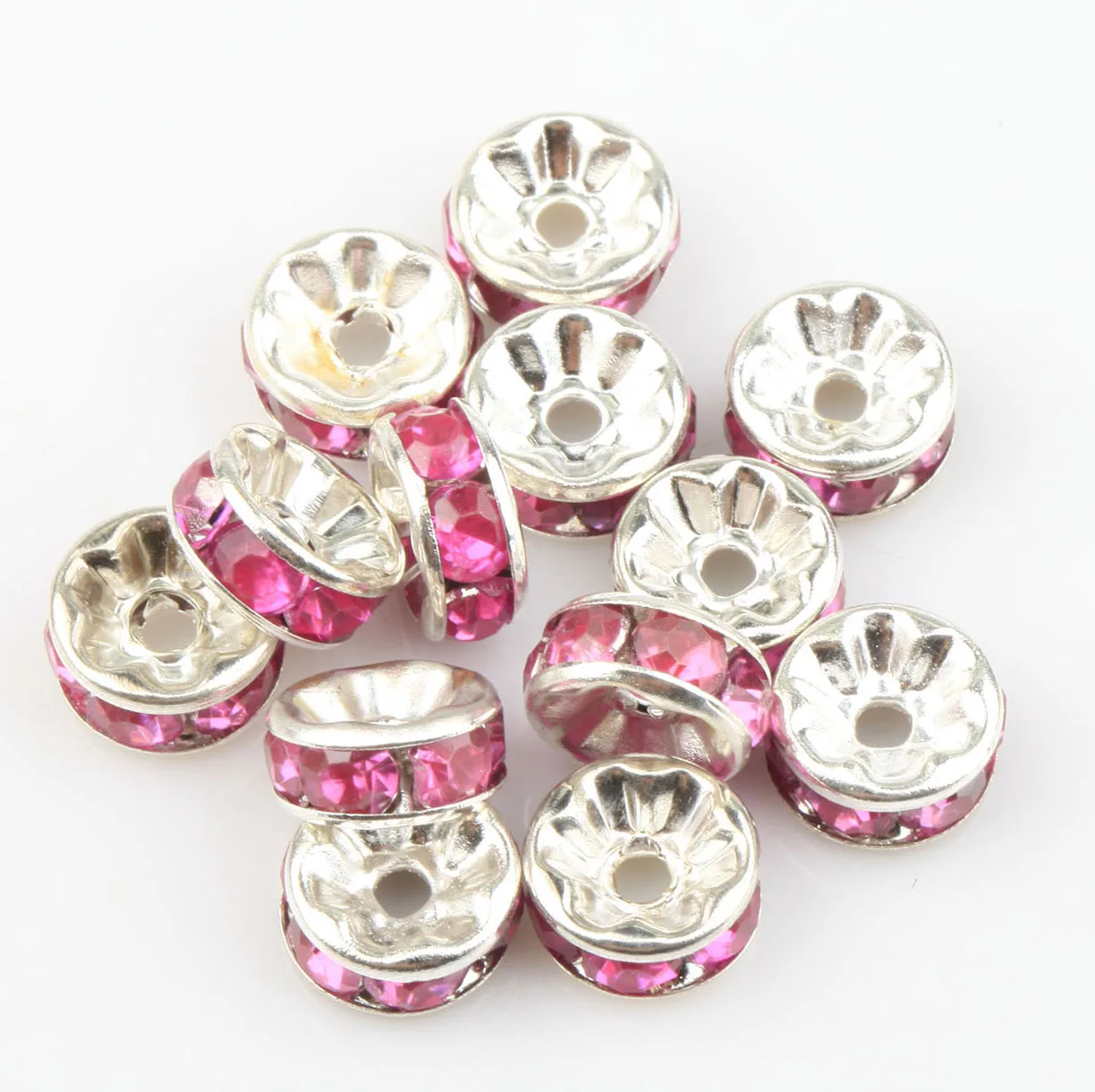 Wholesale 100pcs Rondelle Rhinestone Crystal Spacer Beads lace Flower beads for Jewelry Making 8mm Hole is about 1.5mm | Украшения и