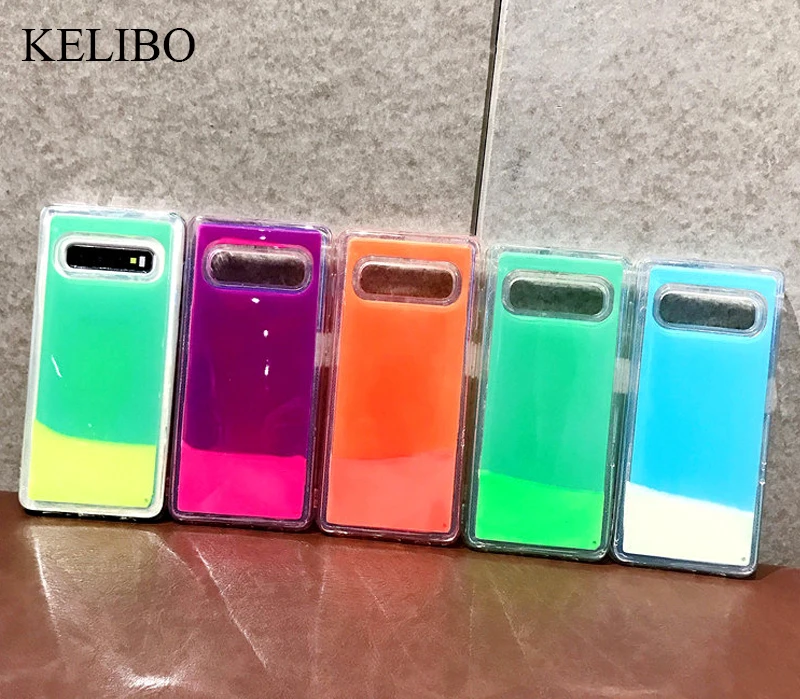 Светящийся чехол с неоновым песком для samsung Galaxy S8 S9 S10 Plus S10E Note 8 9 Note10 Pro + жидкий