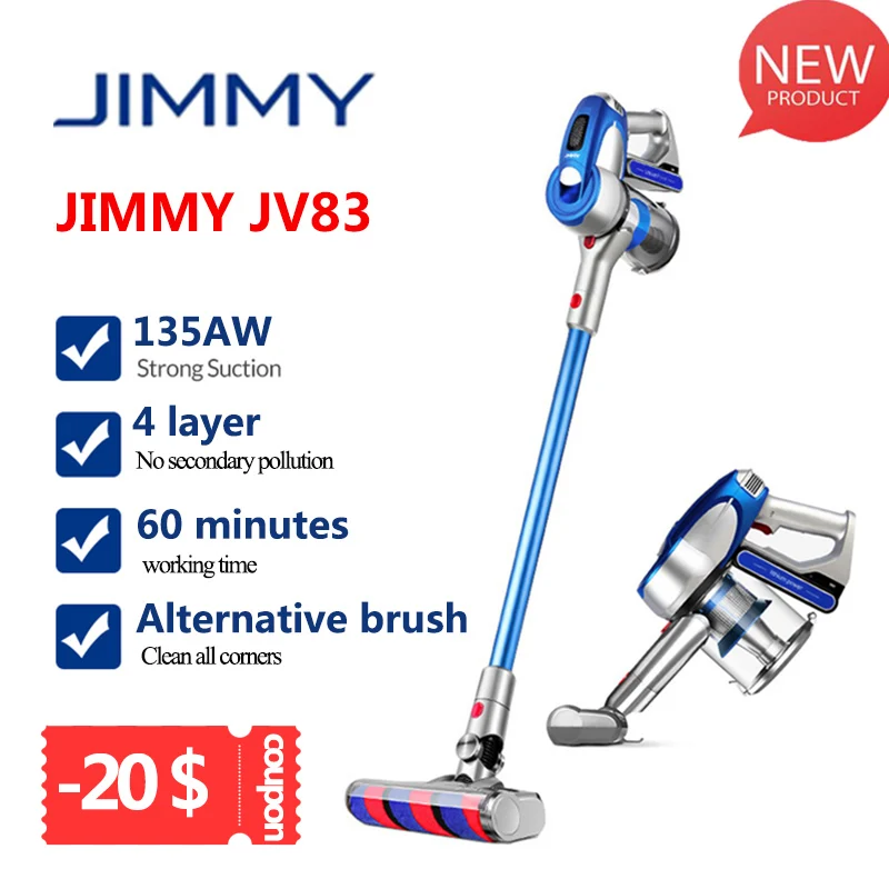 JIMMY JV83 беспроводной пылесос цифровой двигатель 135 Вт сильная мощность 20 кПа большой всасывающий аспиратор пылесборник для дома