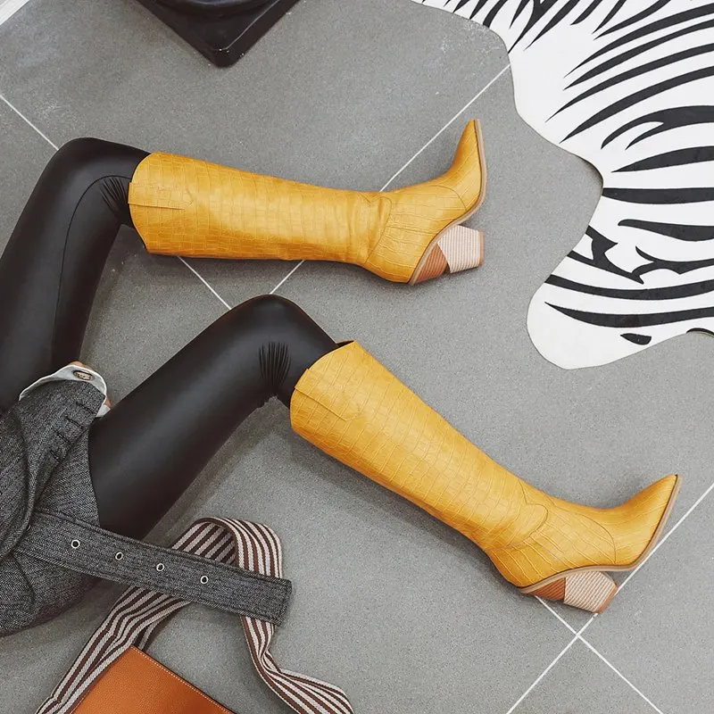 2020 big size 34 48 hot sale brand knee high boots women shoes wedges high heels autumn winter boots female western women boots free global shipping