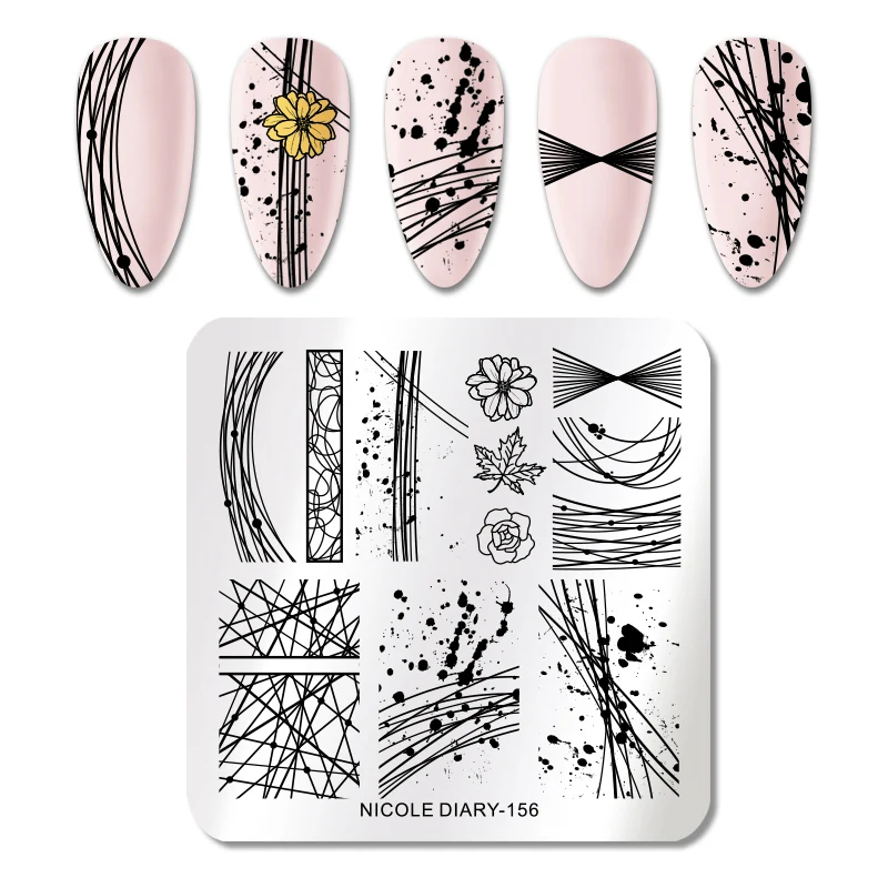 Николь дневник пластины для стемпинга ногтей прямоугольник Геометрические