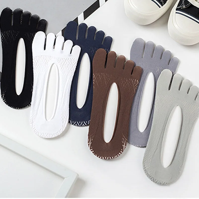

Men'S Socks Ultra Thin Summer Invisible Five Finger Silk Socks Male Breathable Separate Toes Boat Socks For Bussiness Short Sock