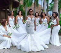 luxury african mermaid wedding dresses 2020 robe de mariee black girl women lace wedding gowns handmade gorgeous bride dress