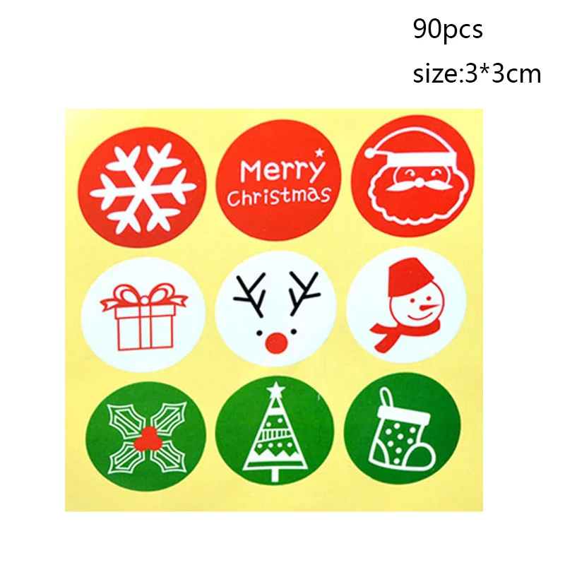 90pcs stickers a Веселые рождественские подарочные сумки Рождественская елка пластиковая упаковочная сумка Снежинка коробка с рождественскими конфетами новогодний спрос среди детей сумка Noel Navidad - Цвет: 90pcs stickers a