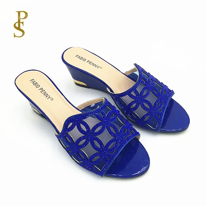 Женские туфли на танкетке с сеткой Дамская обувь бусинами и бриллиантами Слиперы