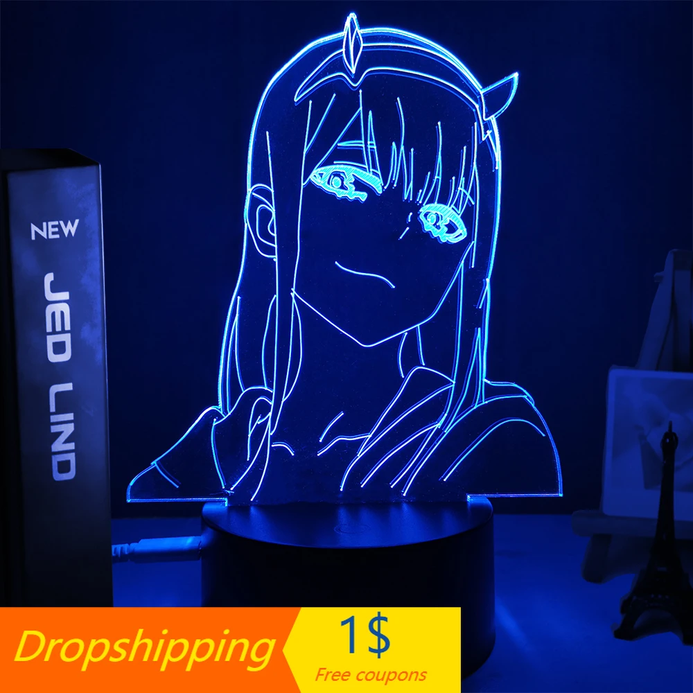 Аниме 3d лампа Ночной светильник ноль две фигурки Дети Девочка Манга подарок