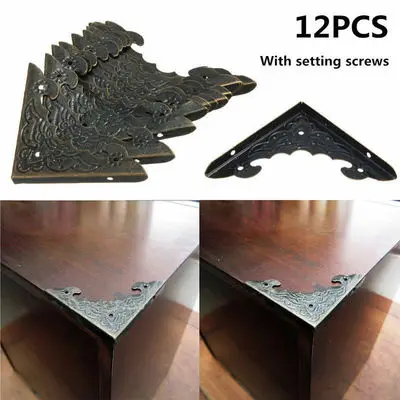 

Wooden box accessories bat angle iron antique four bronze package wrap angle corner hardware