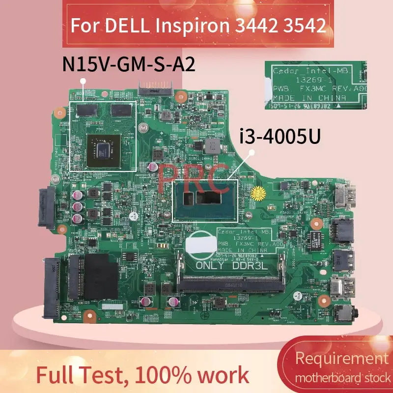 CN-0HHVFV 0HHVFV для DELL Inspiron 3442 3443 3542 3543 I3-4005U материнская плата ноутбука 13269-1 SR1EK N16V-GM-B1 |