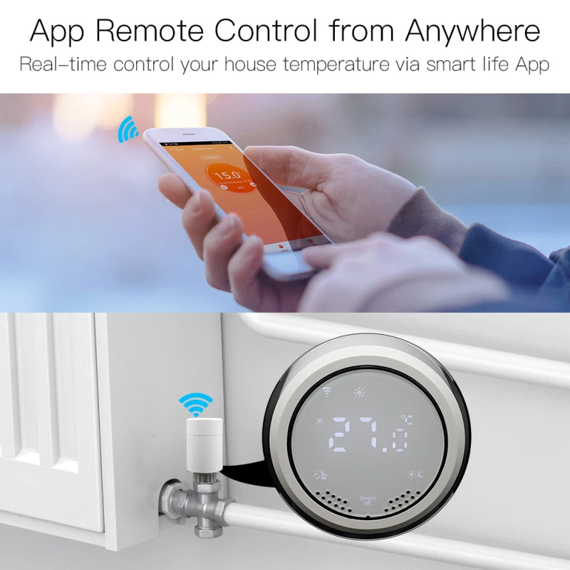 

Tuya ZigBee3.0 Smart Radiator Actuator Programmable Thermostatic Radiator Valve Temperature Controller Touchable Display