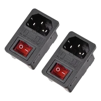 uxcell red rocker switch fused iec 320 c14 inlet power socket fuse switch connector plug connector 2pcs