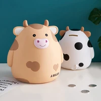vinyl anime piggy bank animal figure home decoration accessories cow model money bank for kids saving box childern birthday gift