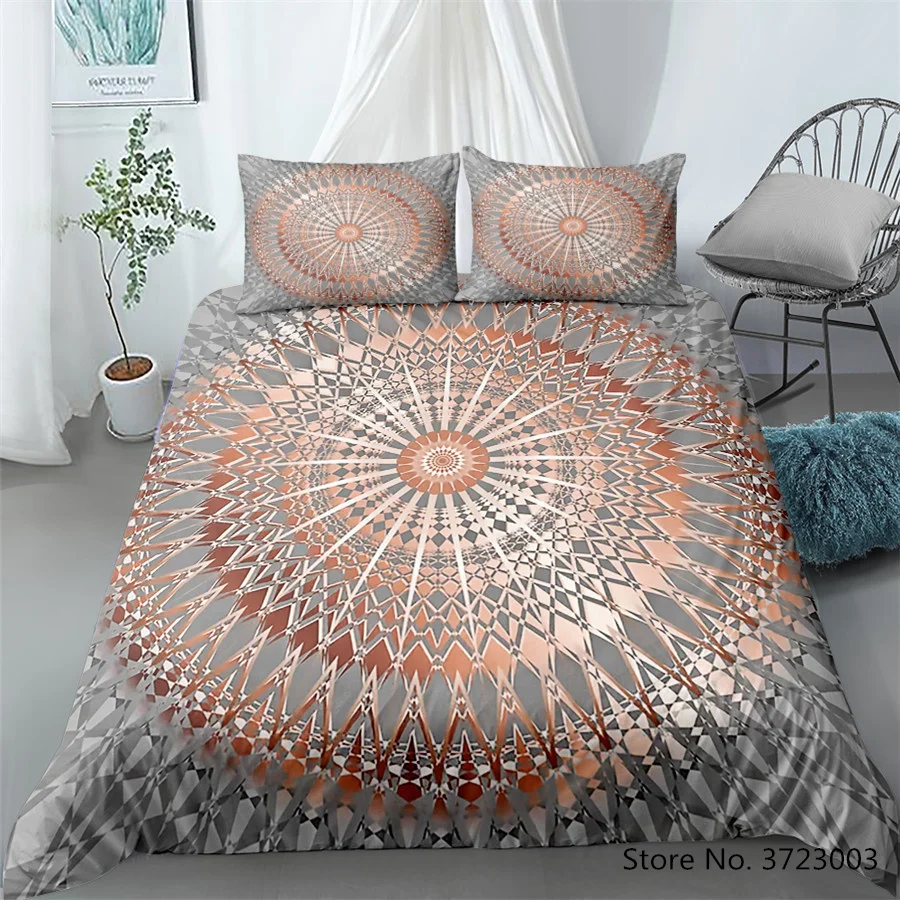 

3D Bohemia Style Digital Printing 2/3pc Quilt Cover Pillowcase Double Bed Set Sheet Cover Quilt Bedding Christmas Bedclothes