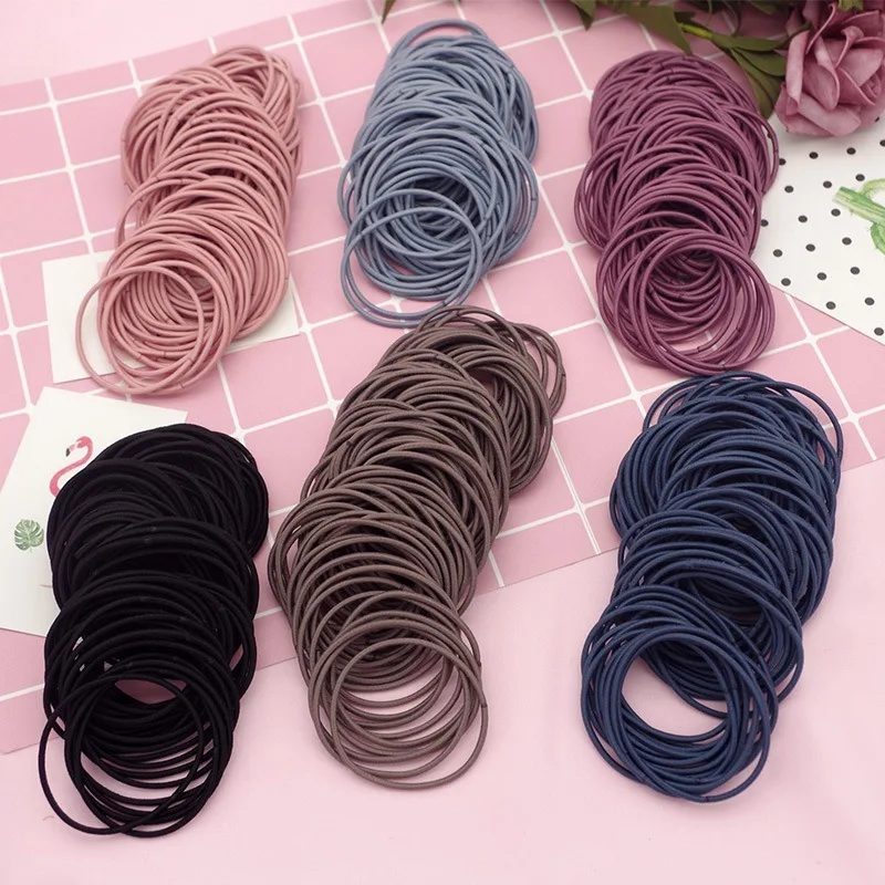 

100pcs/Set Girls Colorful Nylon Small Elastic Hair Bands Children Ponytail Holder Rubber Bands Headband Kids Hair Accessories
