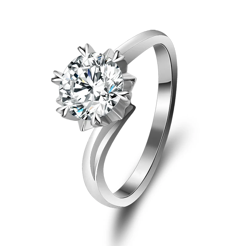 

925 Silver Snowflake 0.5ct/1ct D color Moissanite VVS Engagement Wedding Ring for Women