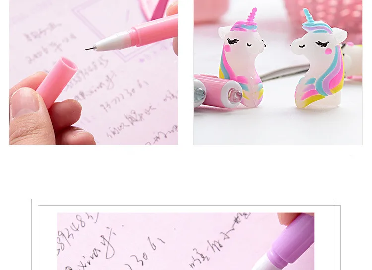 1 шт Licorne свет единорога черные чернила гелевая ручка животное ручка для письма шариковые ручки детский подарок школьные офисные ученики канцелярские принадлежности