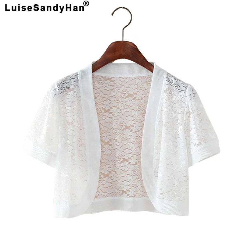 Женские куртки с коротким рукавом укороченный Болеро белого и черного цвета