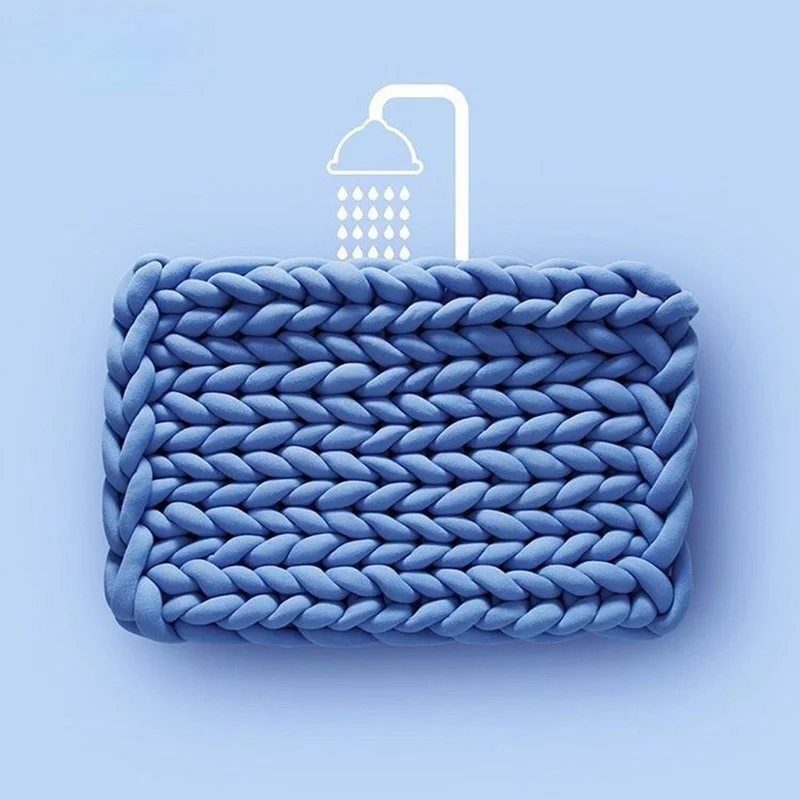 YIRUIO-manta suave de algod&oacute;n sin costuras, 2,5 cm de espesor, 500g de largo, nudo, suave, transpirable, alfombra, almohada, coj&iacute;n, hilo de punto-5