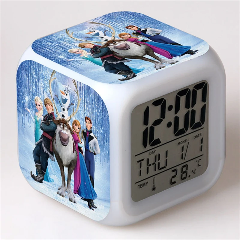 Настольные Цифровые часы с термометром Disney Frozen Elsa Anna будильник-игрушка