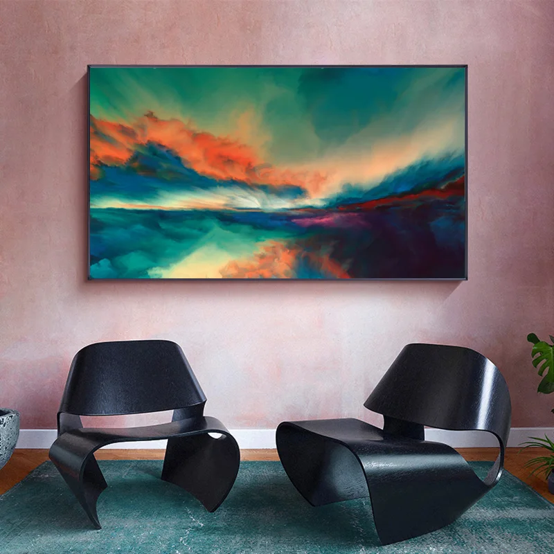 

Modern Abstract Colorful Clouds Canvas Oil Painting Landscape Sunset Posters and Prints Wall Pictures for Study Room Decoration