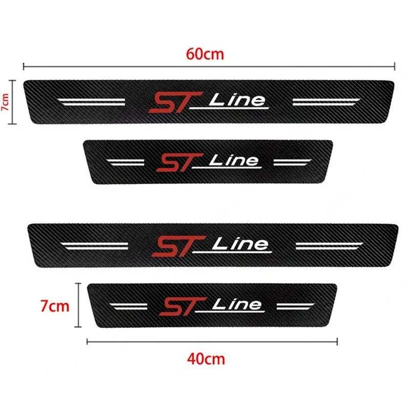 4P кожаная наклейка на порог автомобильной двери из углеродного волокна для Ford