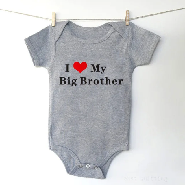 Brother-Gray 4 цвета, забавные детские комбинезоны с надписью «I LOVE MY SISTER», Одежда для новорожденных, хлопковый комбинезон для маленьких девочек и мальчиков 0-24 месяцев, детский комбинезон - Цвет: Brother-Gray